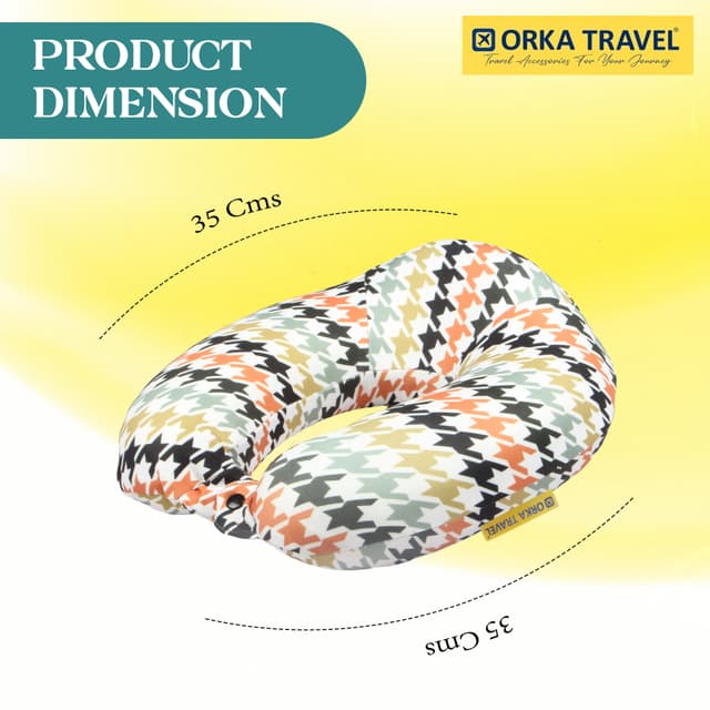 Orka Travel Digital Printed High Back Memory Foam U Neck - Houndstooth