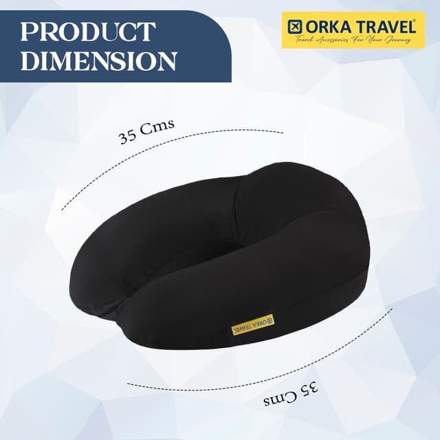Orka Travel Spandex Solid High Back Memory Foam U Neck - Black