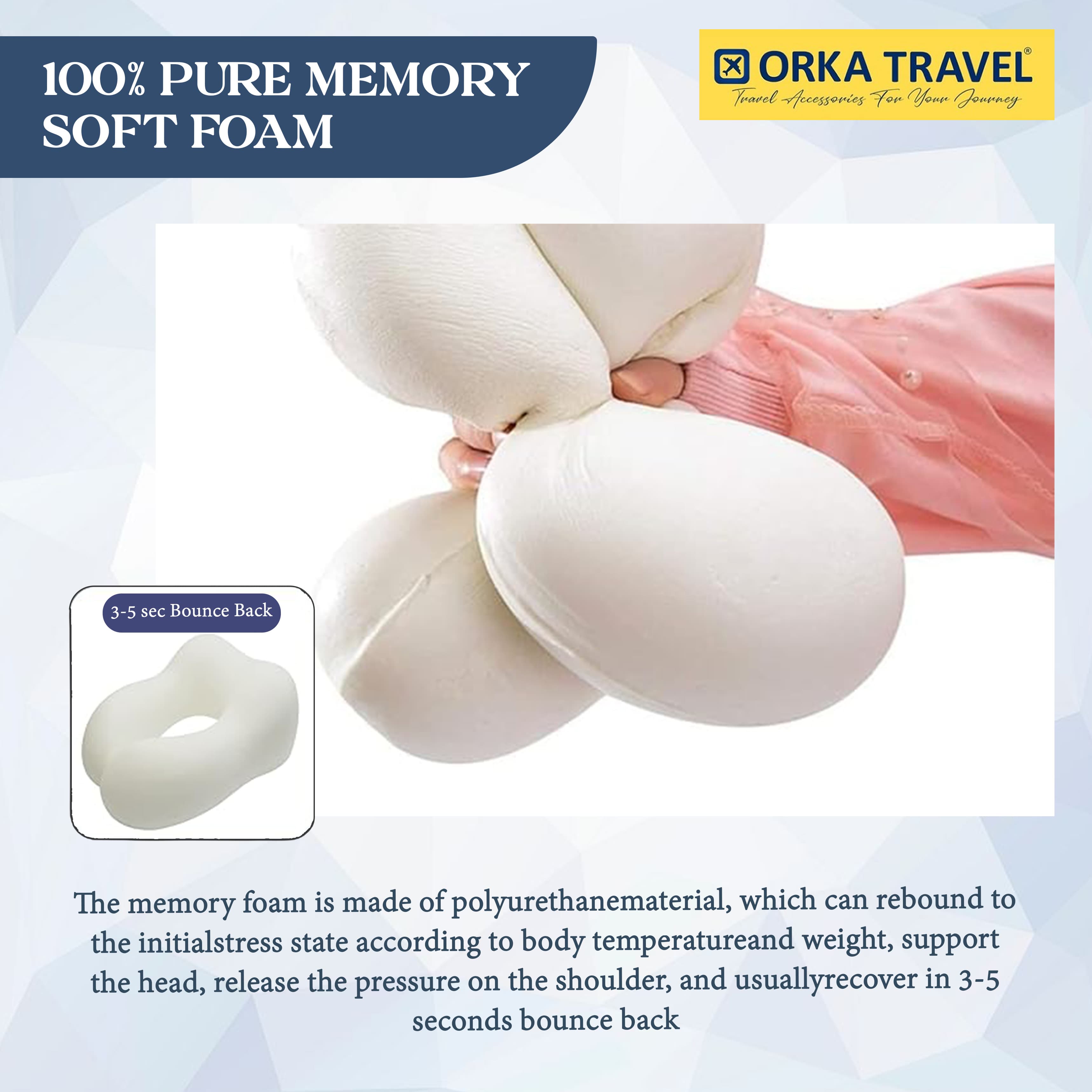 Orka Travel Spandex Solid High Back Memory Foam U Neck - Black view 5