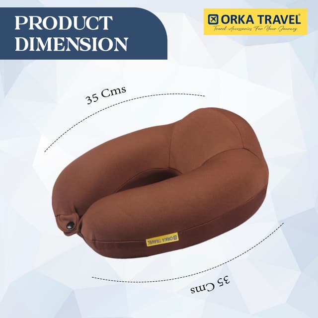 Orka Travel Spandex Solid High Back Memory Foam U Neck - Brown