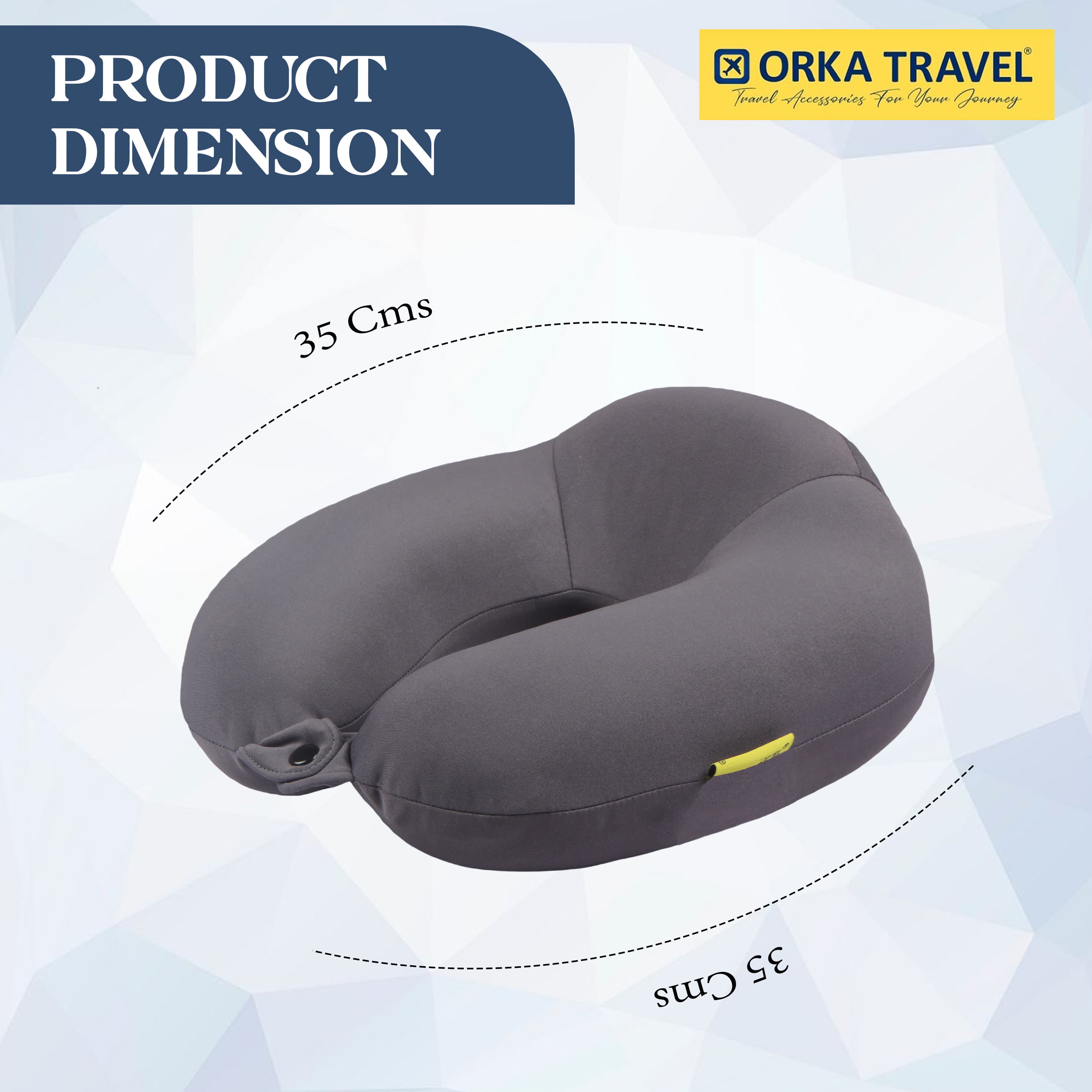 Orka Travel Spandex Solid High Back Memory Foam U Neck - Grey view 3