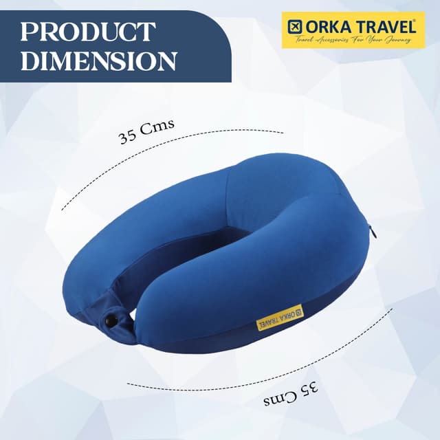 Orka Travel Spandex Solid High Back Memory Foam U Neck - Light Blue