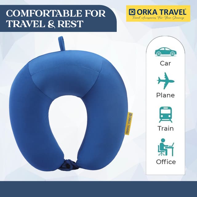 Orka Travel Spandex Solid High Back Memory Foam U Neck - Light Blue