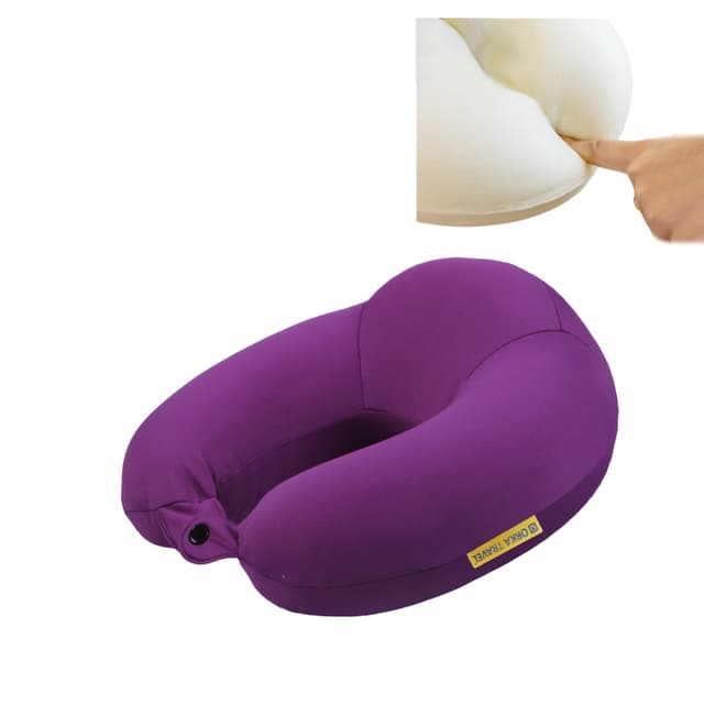 Orka Travel Spandex Solid High Back Memory Foam U Neck - Purple
