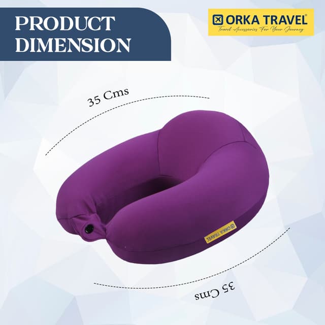 Orka Travel Spandex Solid High Back Memory Foam U Neck - Purple