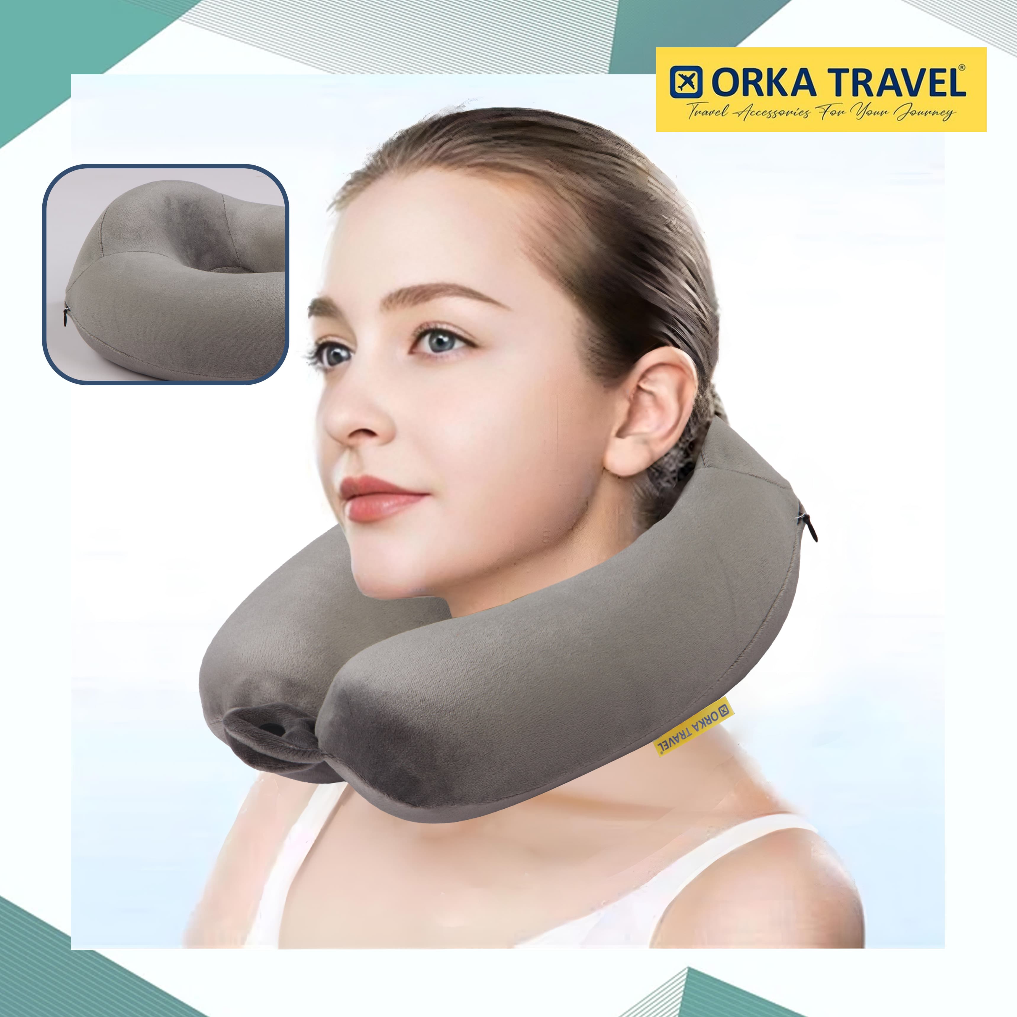 Orka Travel Solid High Back Memory Foam U Neck view 2
