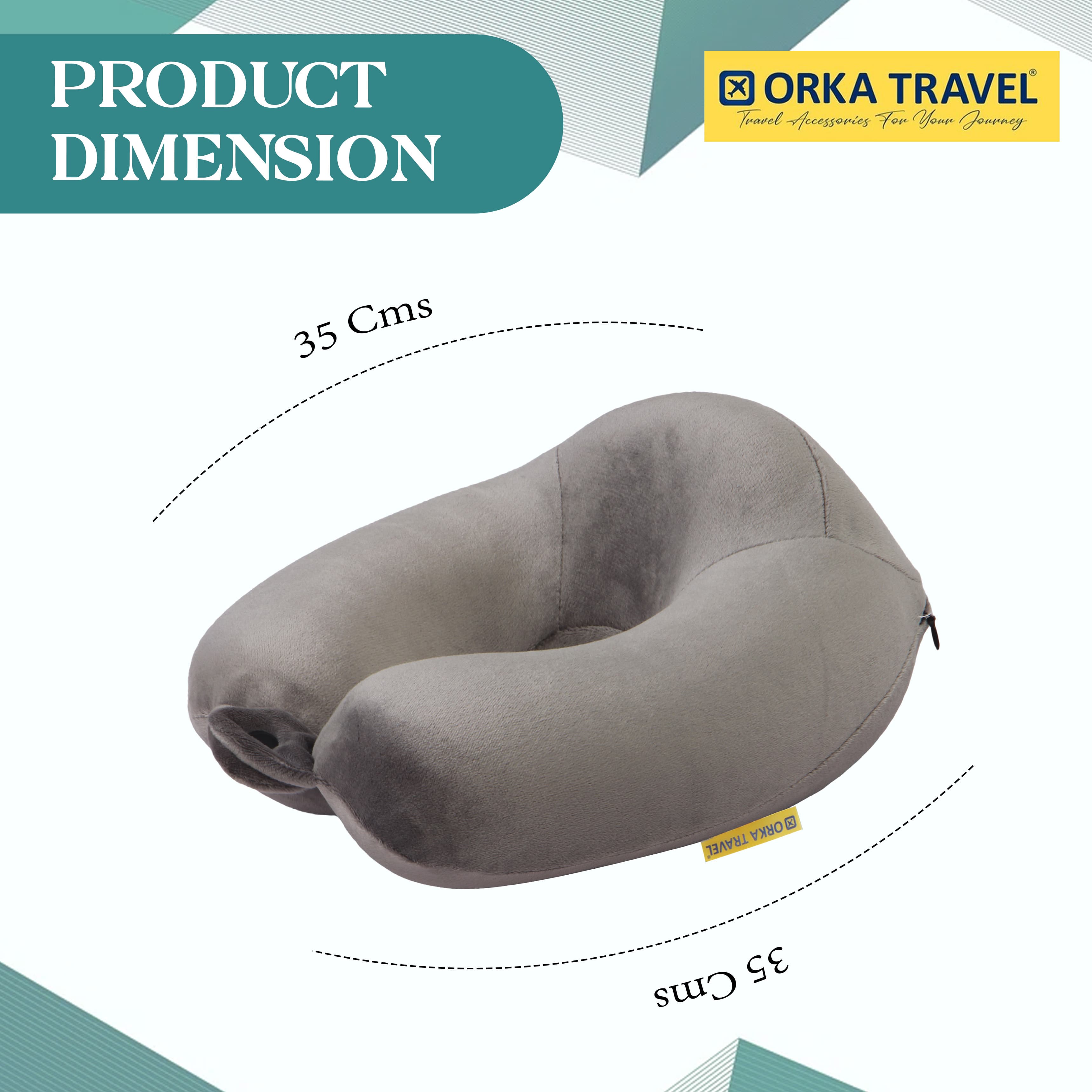Orka Travel Solid High Back Memory Foam U Neck view 3