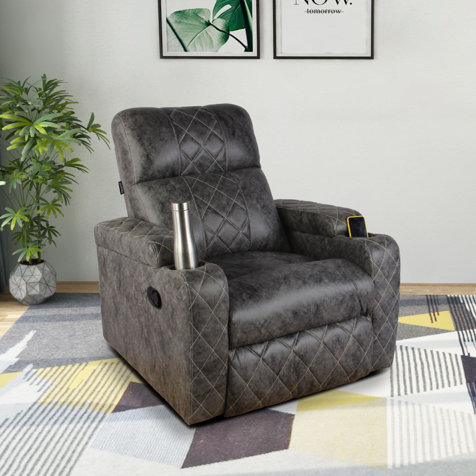 Primrose Victoria Single Seater Living Room Manual 1R Recliner - Grey view 2