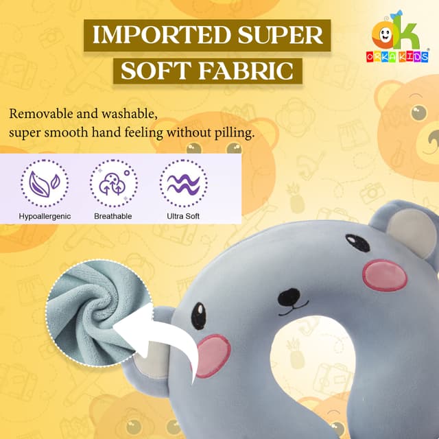 Orka Kids Embroidery Memory Foam U Neck - Grey