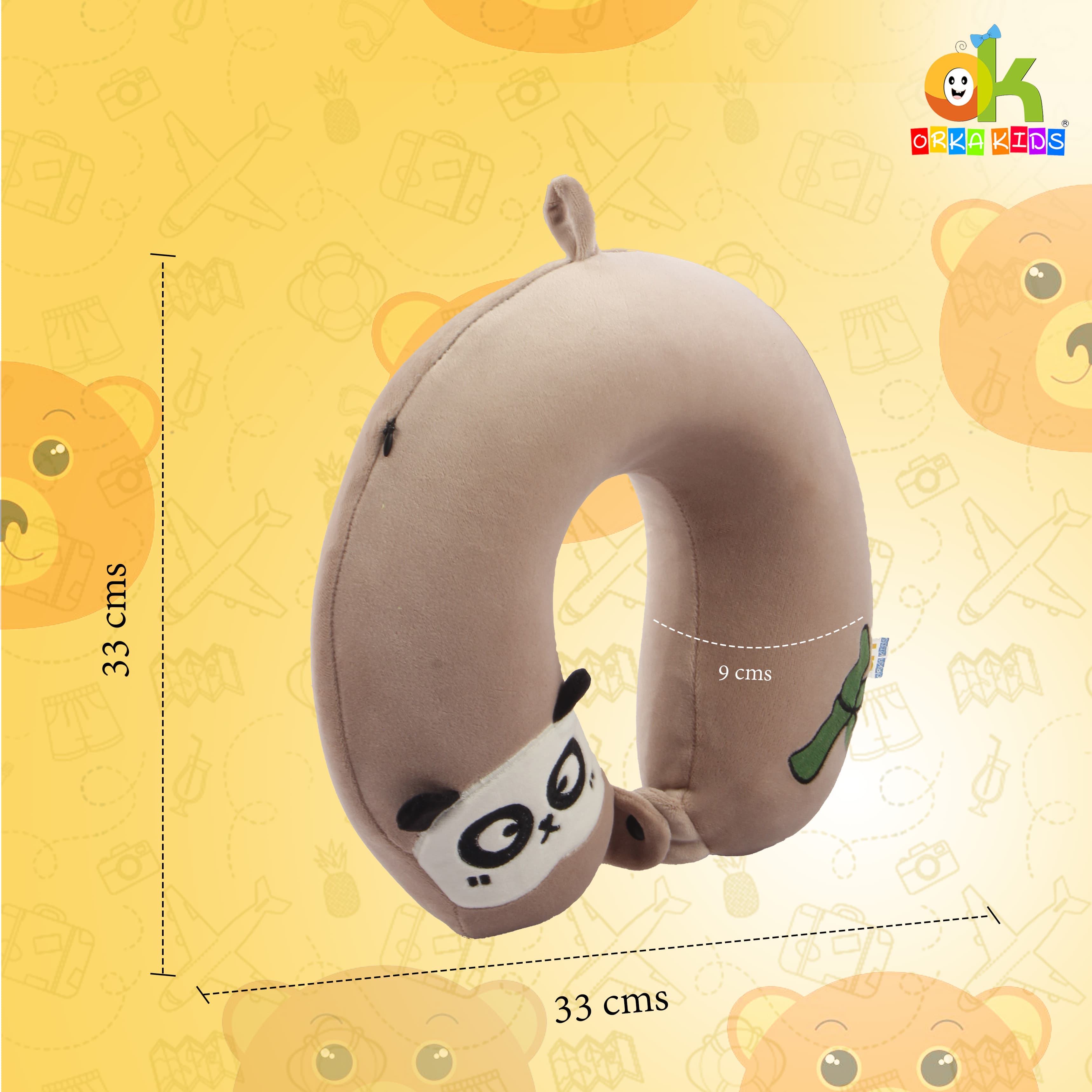 Orka Kids Embroidery Memory Foam U Neck - Brown view 5