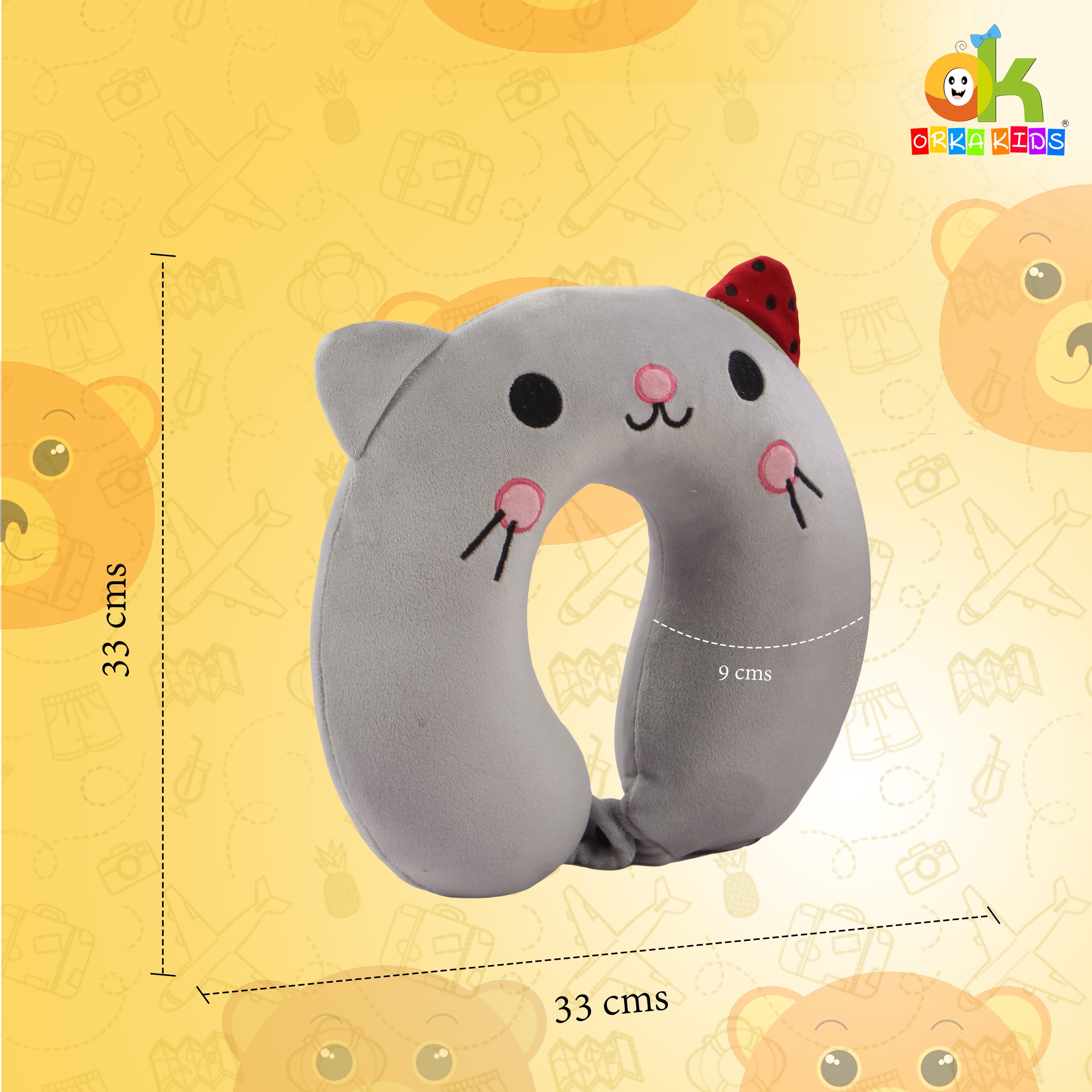 Orka Kids Embroidery Memory Foam U Neck - Grey view 5