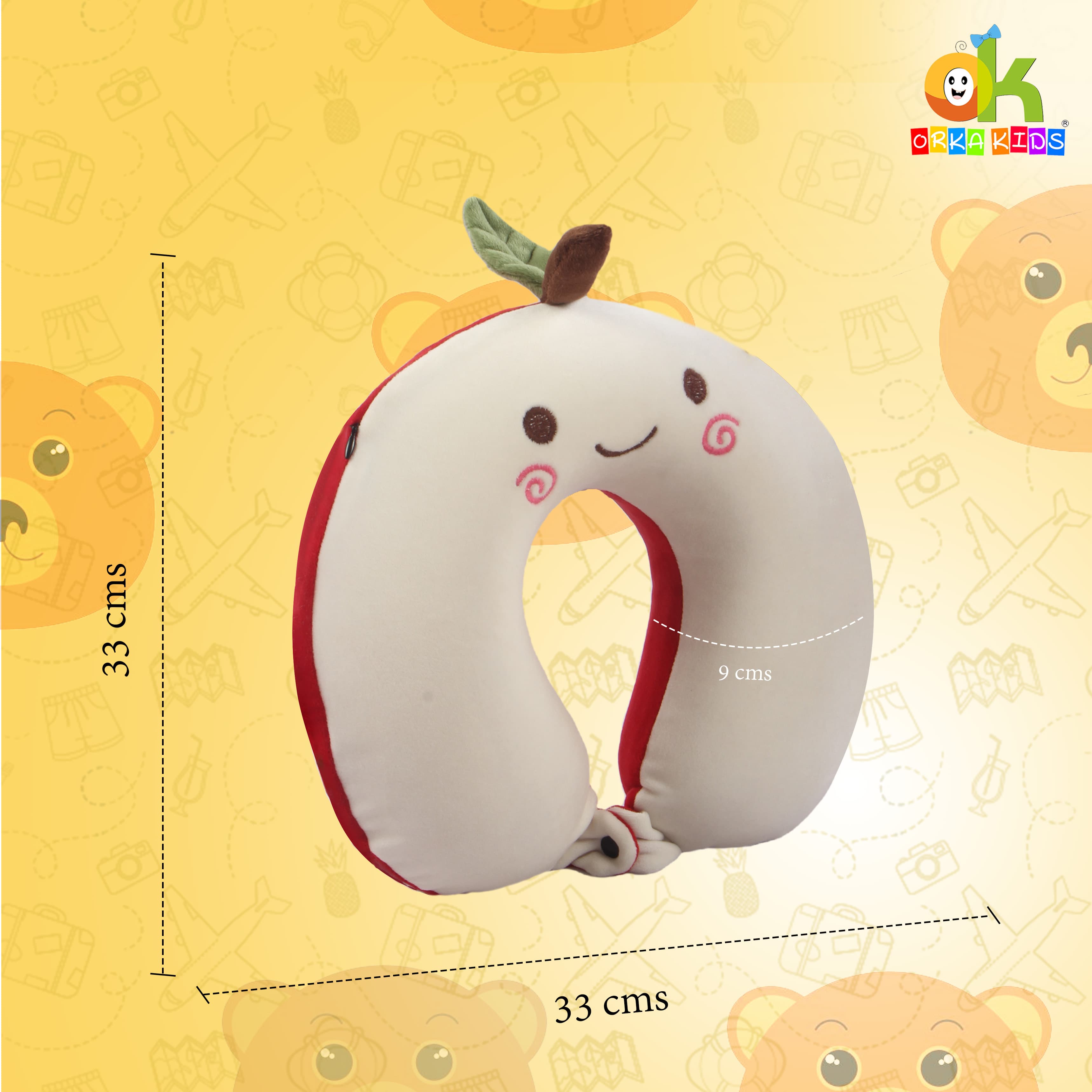 Orka Kids Embroidery Memory Foam U Neck - White view 4