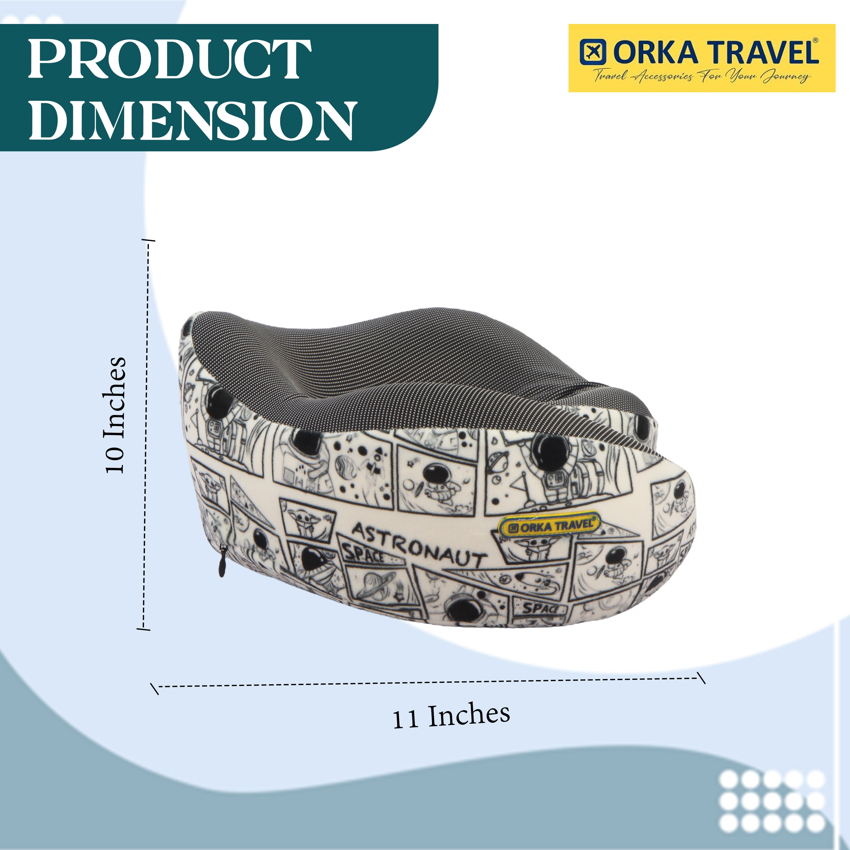 Orka Travel Cosmic 3 Adjustable Neck Buttons Memory Foam U Neck - Astronaut view 6