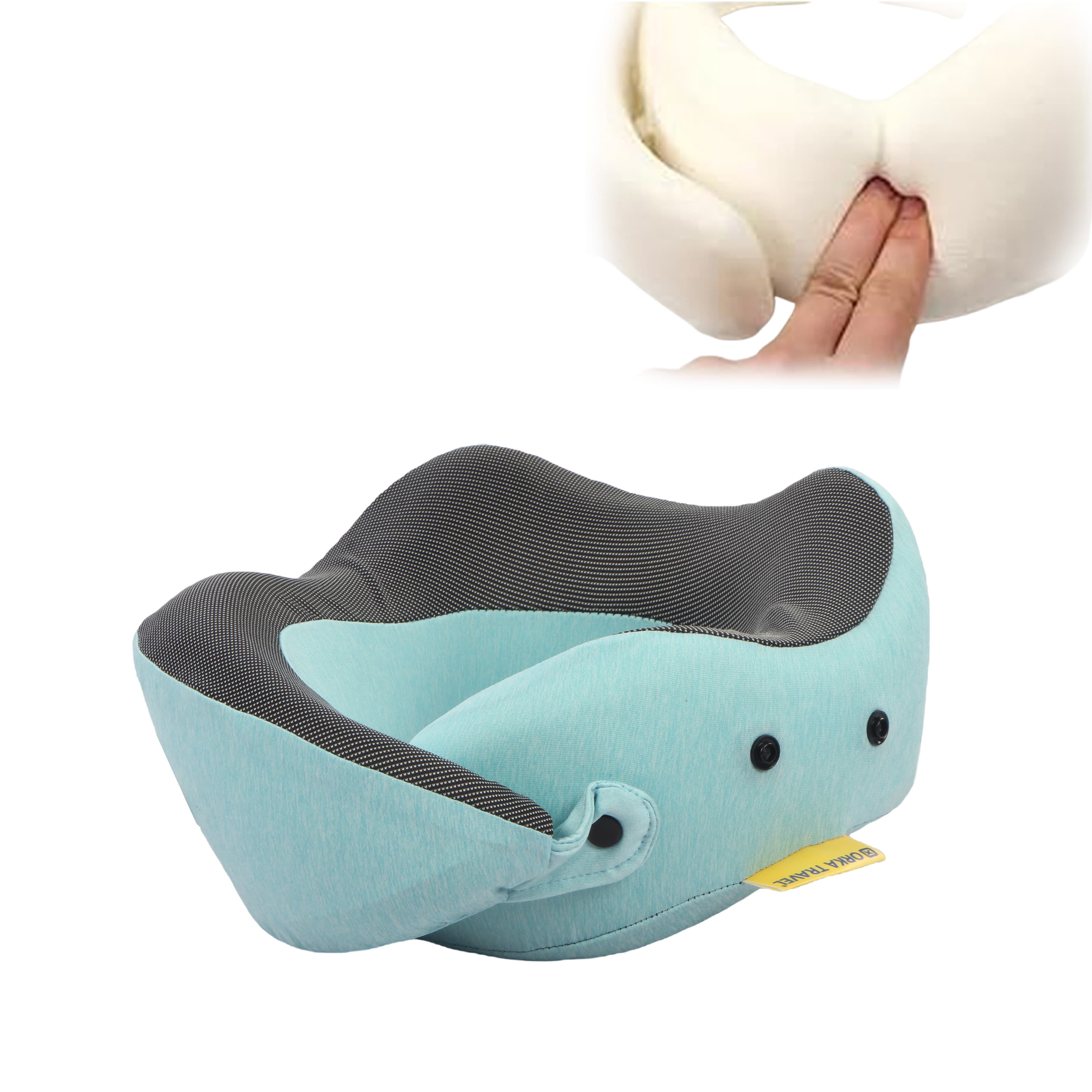 Orka Travel Cosmic 3 Adjustable Neck Buttons Memory Foam U Neck - Teal view 2