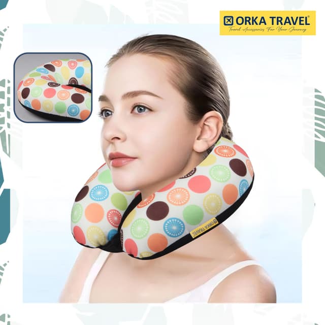 Orka Travel Digital Printed Microbeads U Neck - Lemon