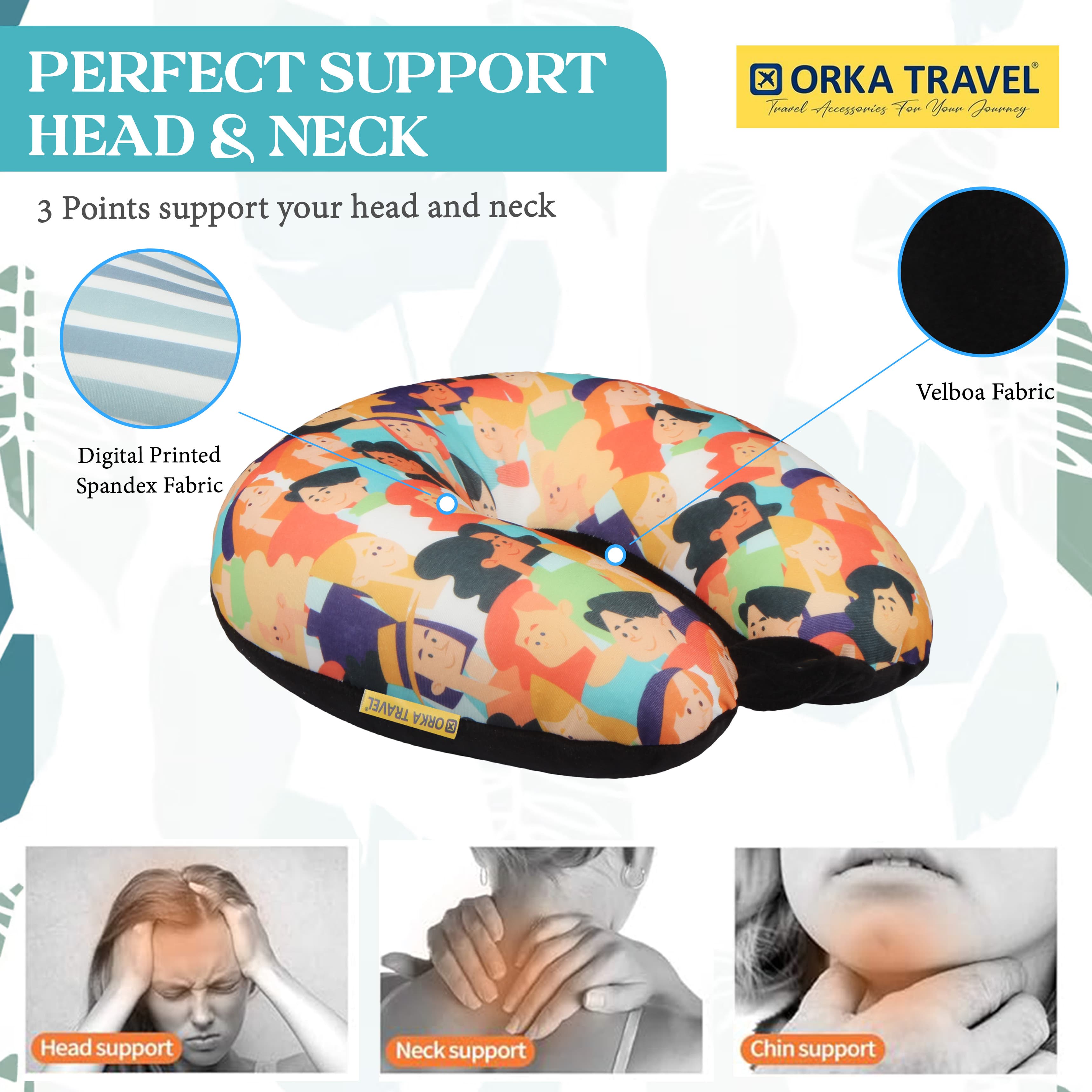 Orka Travel Digital Printed Microbeads U Neck - People view 2