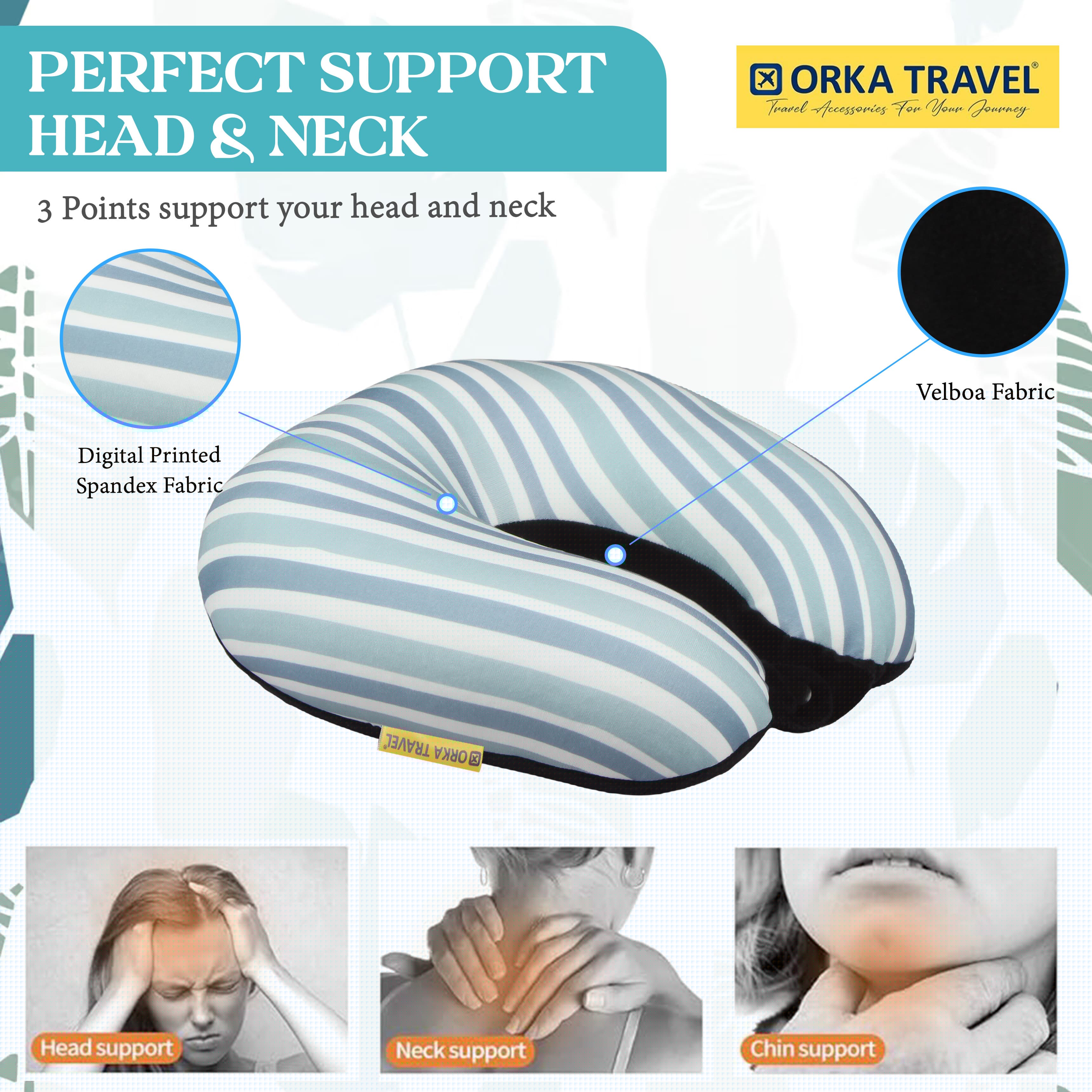Orka Travel Digital Printed Microbeads U Neck - Stripe view 2