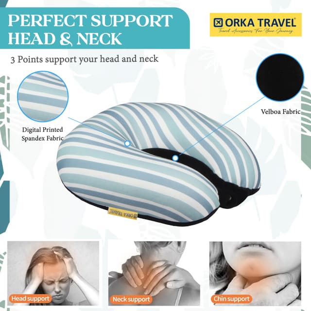 Orka Travel Digital Printed Microbeads U Neck - Stripe