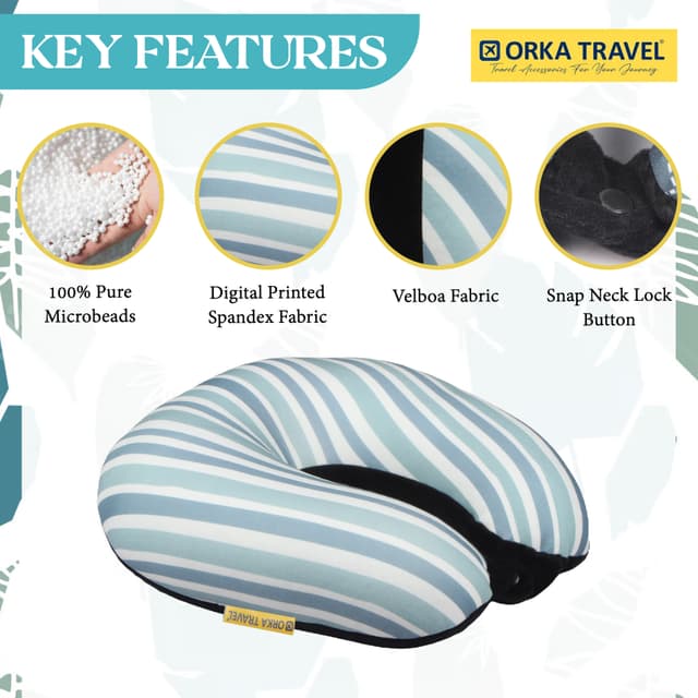 Orka Travel Digital Printed Microbeads U Neck - Stripe