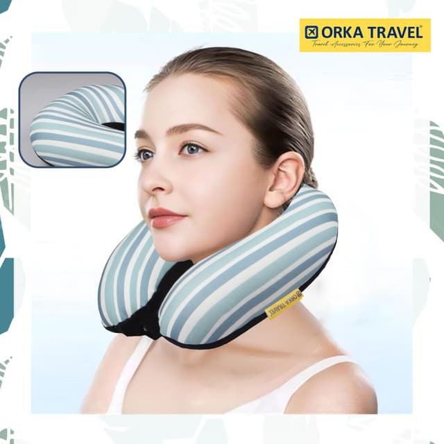 Orka Travel Digital Printed Microbeads U Neck - Stripe