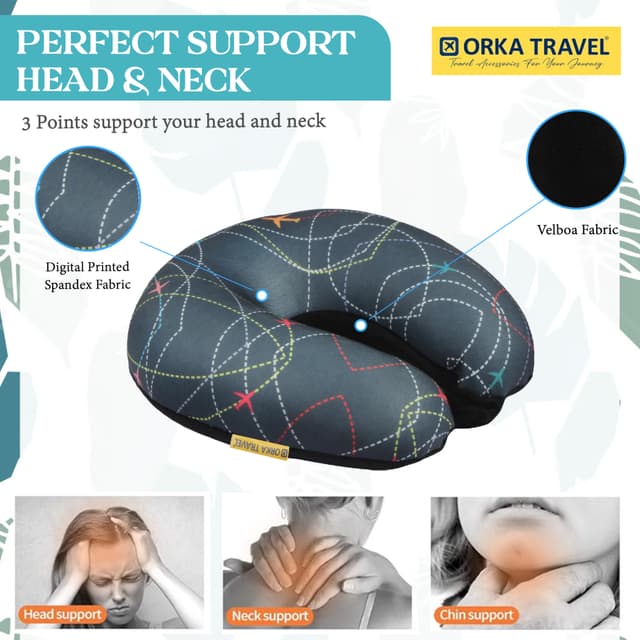 Orka Travel Digital Printed Microbeads U Neck - Airplane