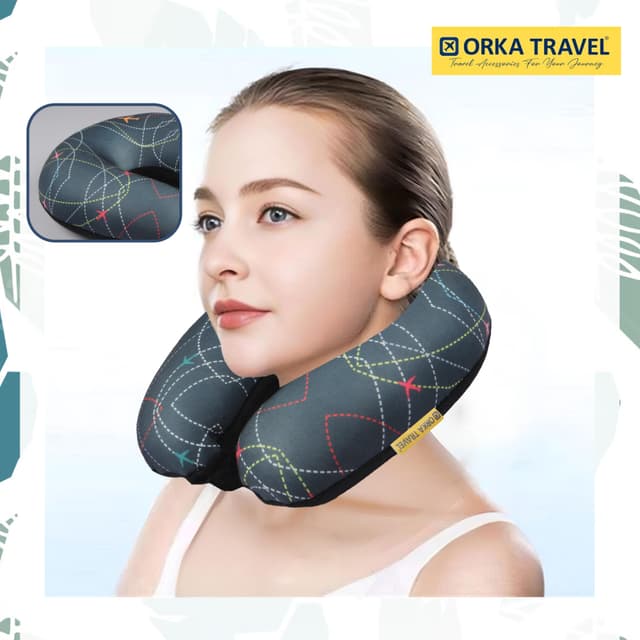 Orka Travel Digital Printed Microbeads U Neck - Airplane
