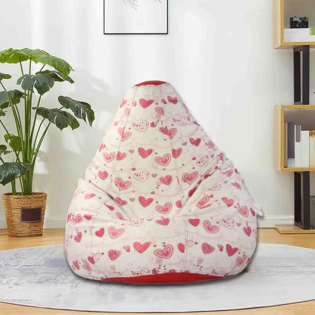 Orka Digital Printed Heart Theme Jumbo Bean Bag Cover Without Beans[Comes as a Empty Bean Bag Cover Only] [Beans not Included with This Products]