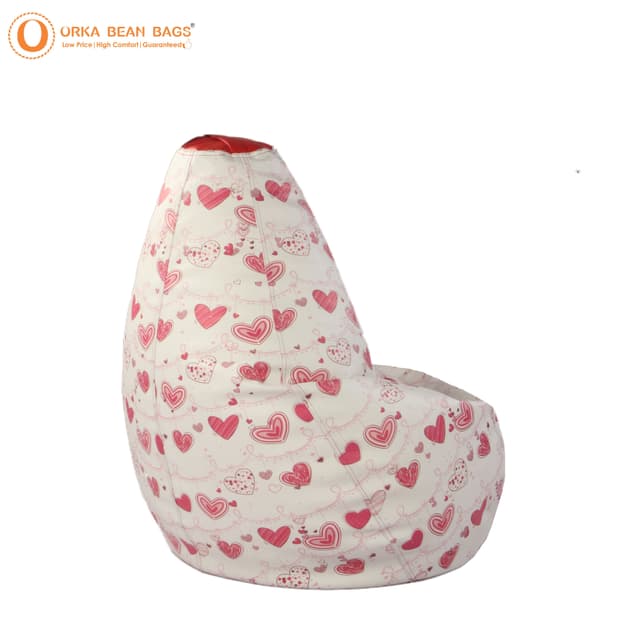 Orka Digital Printed Heart Theme Jumbo Bean Bag Cover Without Beans[Comes as a Empty Bean Bag Cover Only] [Beans not Included with This Products]