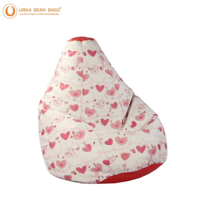 Orka Digital Printed Heart Theme Jumbo Bean Bag Cover Without Beans[Comes as a Empty Bean Bag Cover Only] [Beans not Included with This Products]
