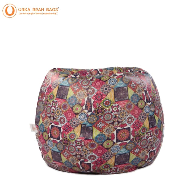 Orka Digital Printed Quilt Pattern Jumbo Bean Bag Filled With Beans