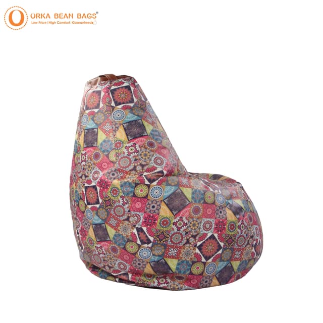 Orka Digital Printed Quilt Pattern Jumbo Bean Bag Filled With Beans