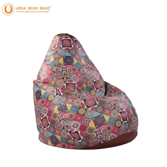 Orka Digital Printed Quilt Pattern Jumbo Bean Bag Filled With Beans