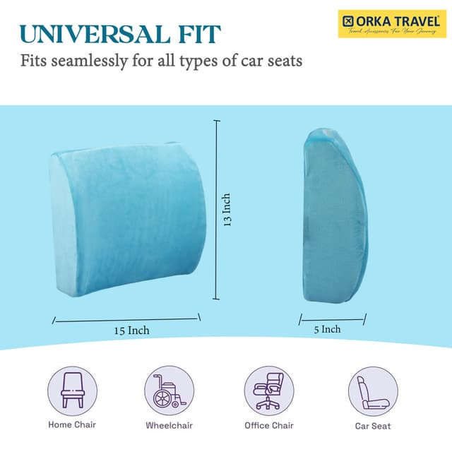 ORKA TRAVEL Elle Orthopedic Optimal Back Support Cushion with Memory Foam (Teal)