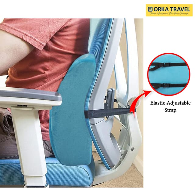 ORKA TRAVEL Elle Orthopedic Optimal Back Support Cushion with Memory Foam (Teal)