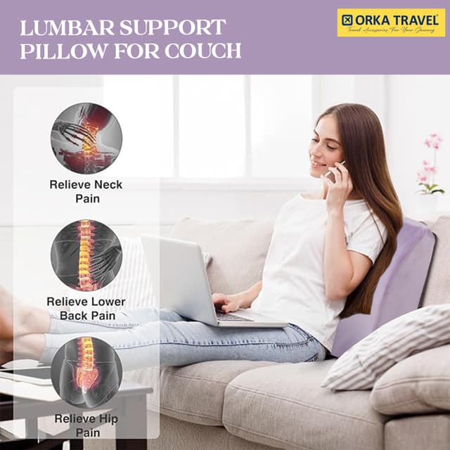 ORKA TRAVEL Elle Orthopedic Optimal Back Support Cushion with Memory Foam (Purple)