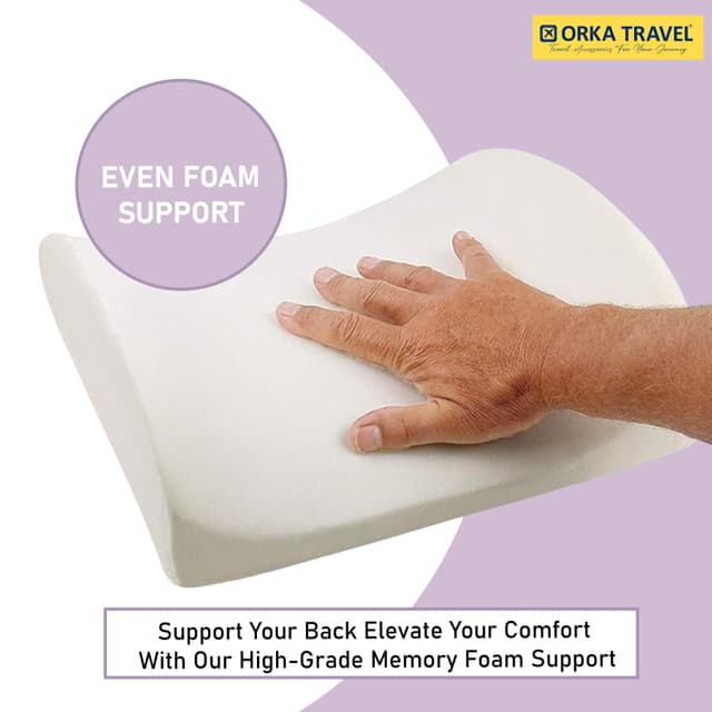 ORKA TRAVEL Elle Orthopedic Optimal Back Support Cushion with Memory Foam (Purple)
