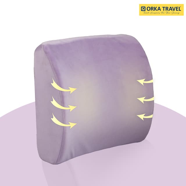ORKA TRAVEL Elle Orthopedic Optimal Back Support Cushion with Memory Foam (Purple)