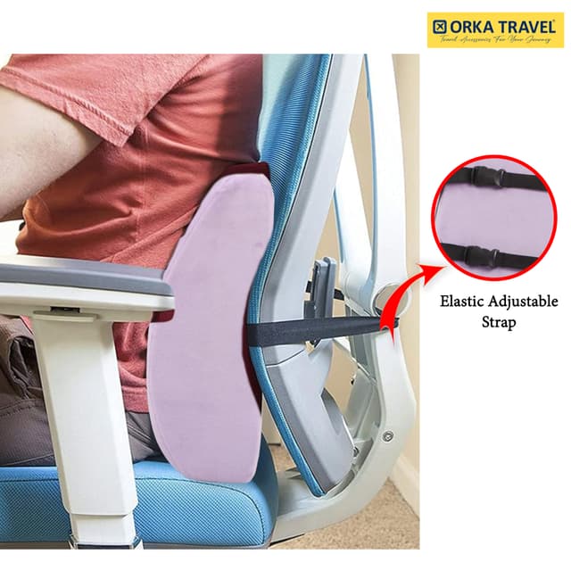 ORKA TRAVEL Elle Orthopedic Optimal Back Support Cushion with Memory Foam (Purple)