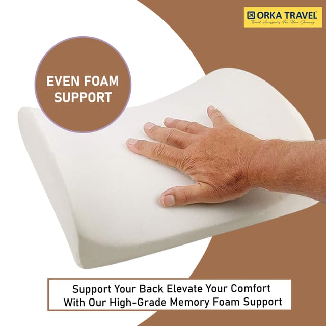 ORKA TRAVEL Elle Orthopedic Optimal Back Support Cushion with Memory Foam (Brown)