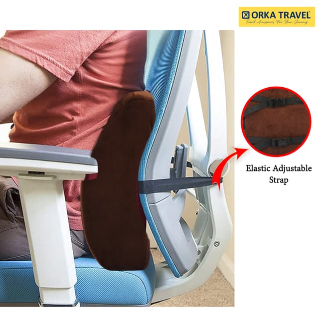ORKA TRAVEL Elle Orthopedic Optimal Back Support Cushion with Memory Foam (Brown)