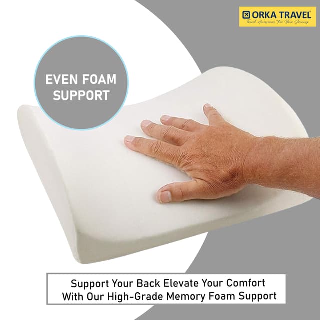ORKA TRAVEL Elle Orthopedic Optimal Back Support Cushion with Memory Foam (Black)