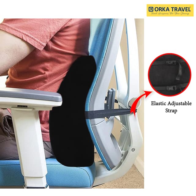 ORKA TRAVEL Elle Orthopedic Optimal Back Support Cushion with Memory Foam (Black)