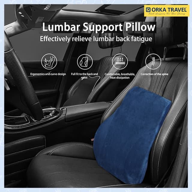ORKA TRAVEL Presto Orthopaedic Mid-Backrest Cushion with Memory Foam (Ortho Backrest) (Blue)