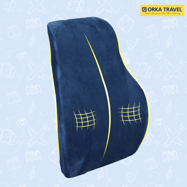 ORKA TRAVEL Presto Orthopaedic Mid-Backrest Cushion with Memory Foam (Ortho Backrest) (Blue)