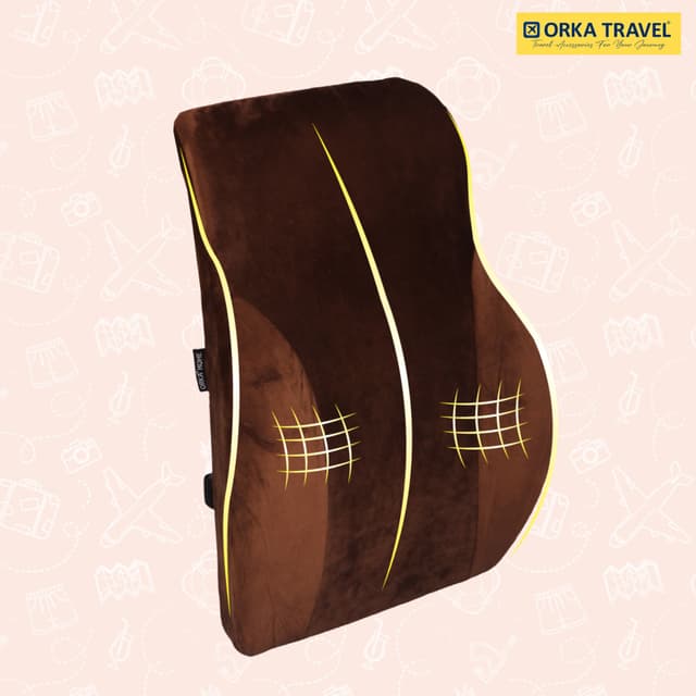 ORKA TRAVEL Presto Orthopaedic Mid-Backrest Cushion with Memory Foam (Ortho Backrest) (Brown)
