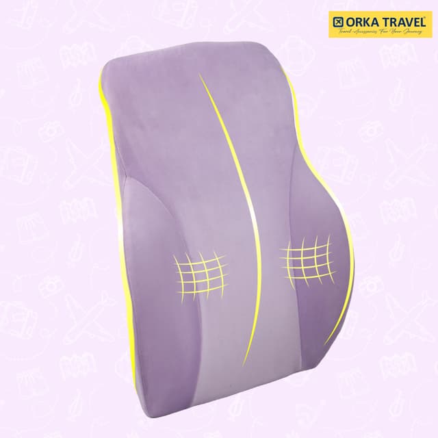 ORKA TRAVEL Presto Orthopaedic Mid-Backrest Cushion with Memory Foam (Ortho Backrest) (Purple)