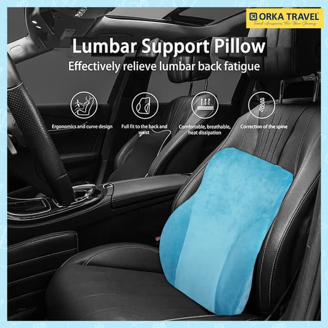 ORKA TRAVEL Presto Orthopaedic Mid-Backrest Cushion with Memory Foam (Ortho Backrest) (Teal)