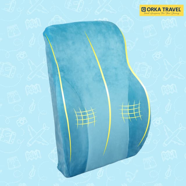 ORKA TRAVEL Presto Orthopaedic Mid-Backrest Cushion with Memory Foam (Ortho Backrest) (Teal)