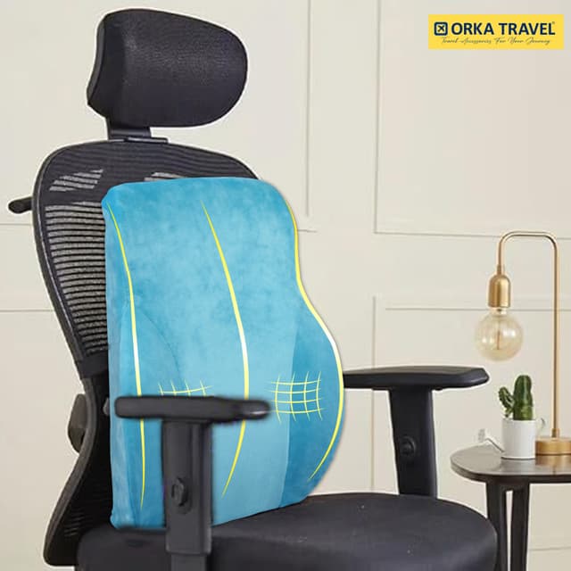 ORKA TRAVEL Presto Orthopaedic Mid-Backrest Cushion with Memory Foam (Ortho Backrest) (Teal)