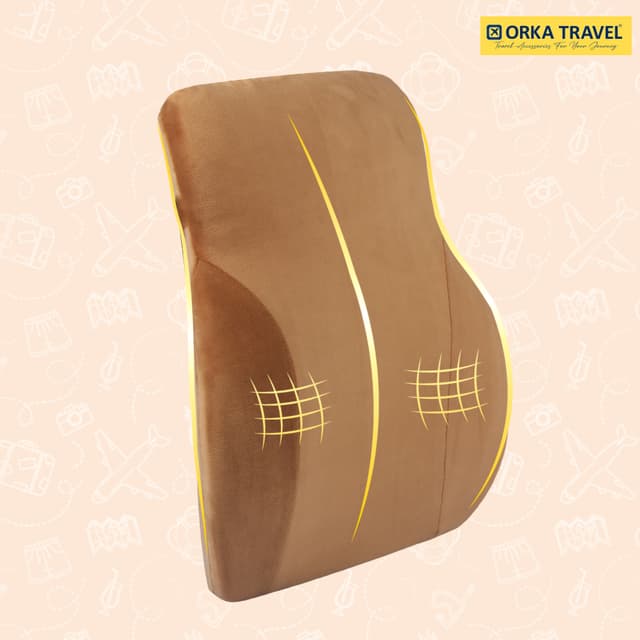 ORKA TRAVEL Presto Orthopaedic Mid-Backrest Cushion with Memory Foam (Ortho Backrest) (Tan)
